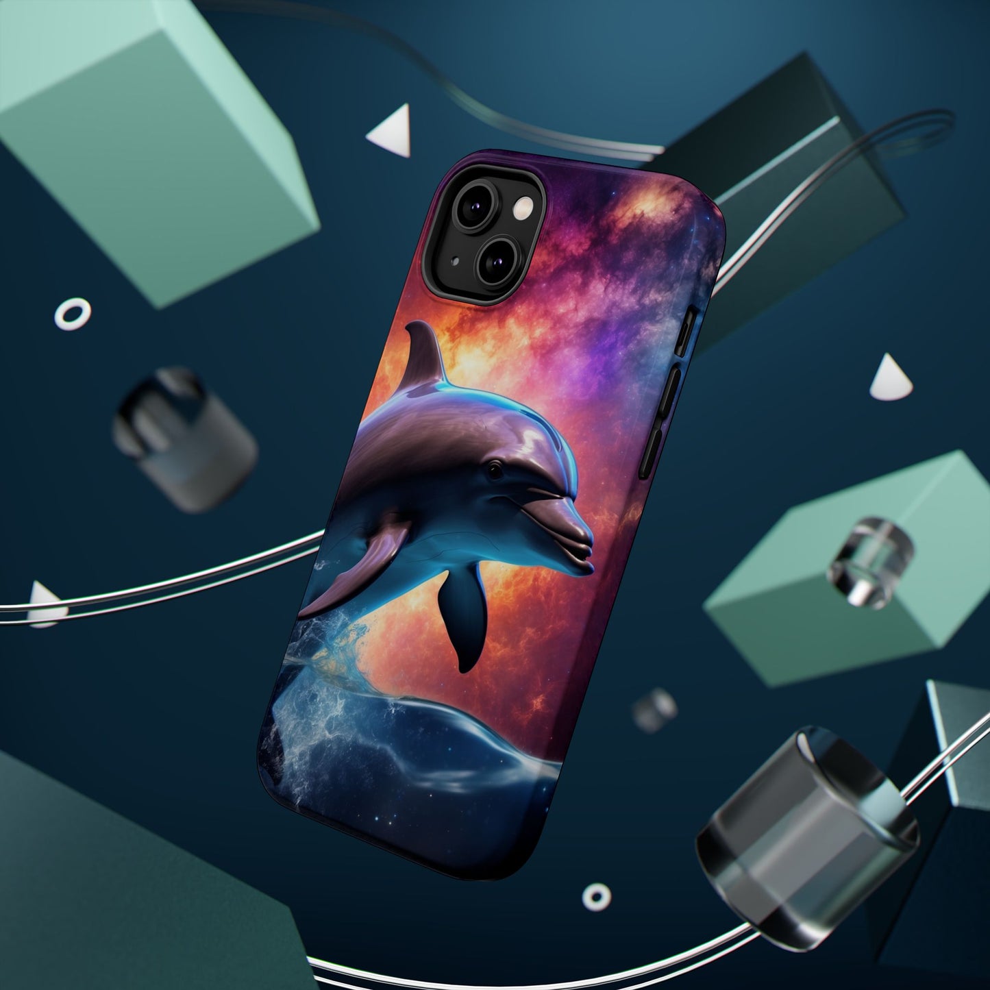 Cosmic Dolphin Galaxy Art - MagSafe-Compatible Case