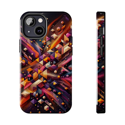 Geometric Galaxy iPhone Case - Abstract Cosmic Protective Cover - Retro Gamer