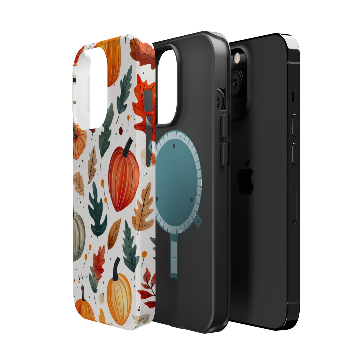 Autumn Harvest MagSafe iPhone Case - Pumpkin and Fall Leaf Design