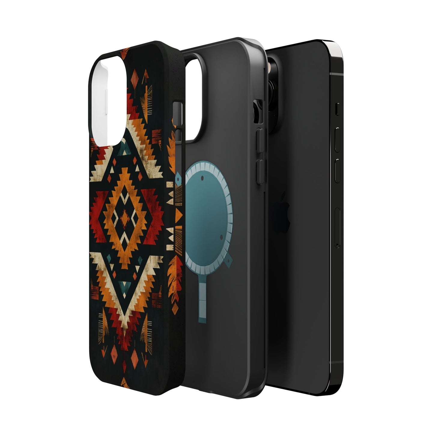 Southwestern Tribal Diamond Tough MagSafe iPhone Case – Bold Geometric Pattern, Dual-Layer Protection