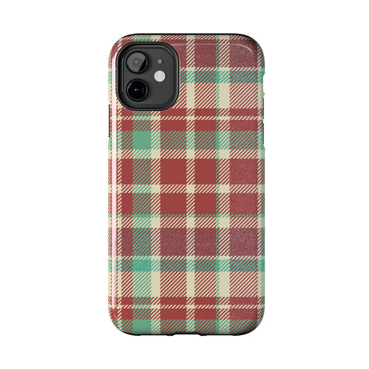 Red & Cream Vintage Plaid – Durable & Stylish iPhone Case