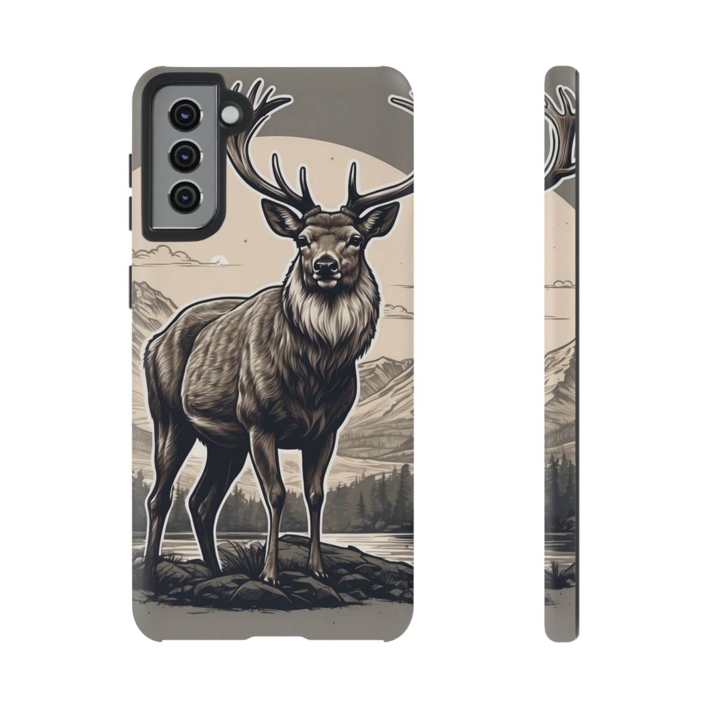 Monochrome Majesty – Regal Stag Samsung Galaxy Phone Case