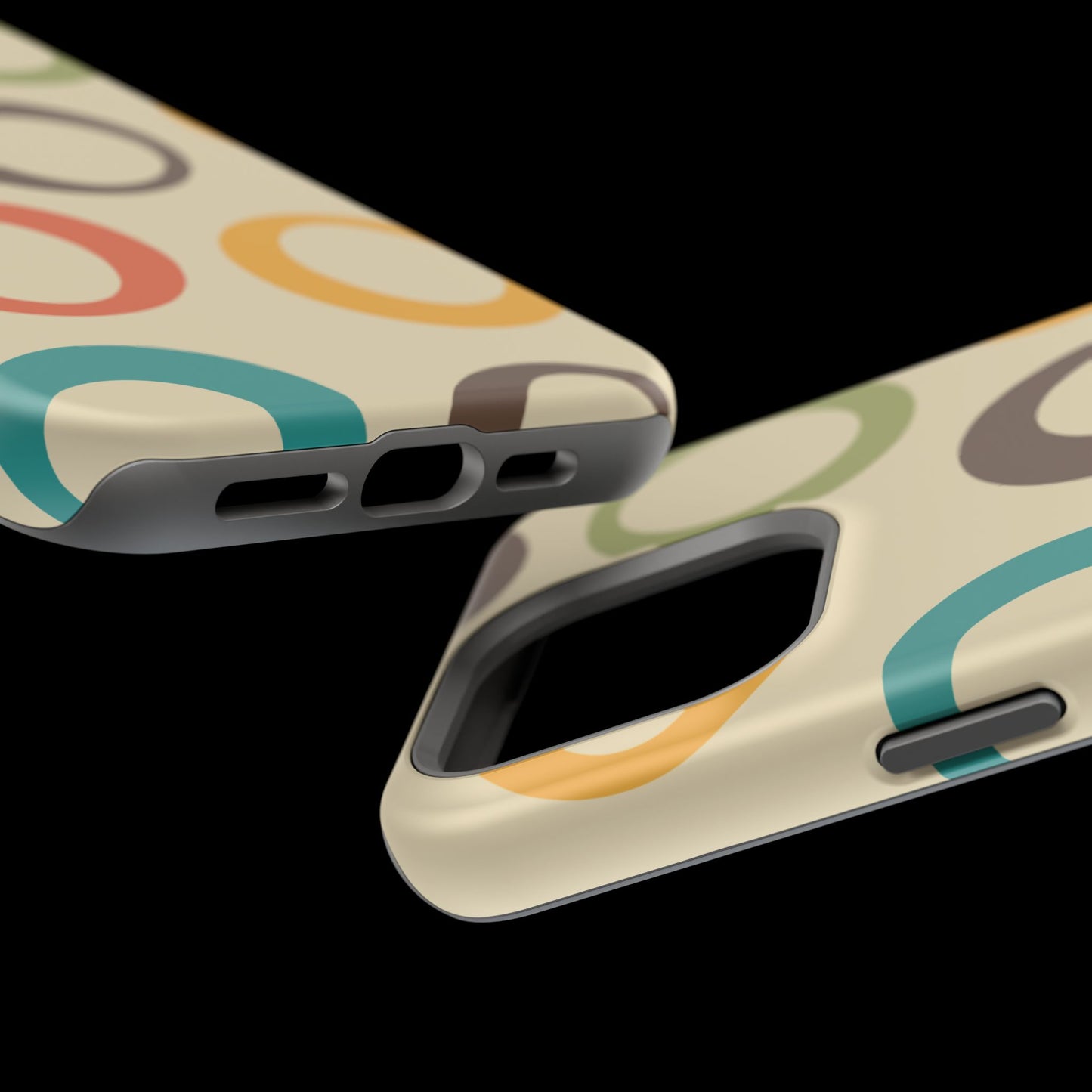 Retro Colorful Rings MagSafe iPhone Case – Shockproof, Matte Finish, Dual-Layer Protection