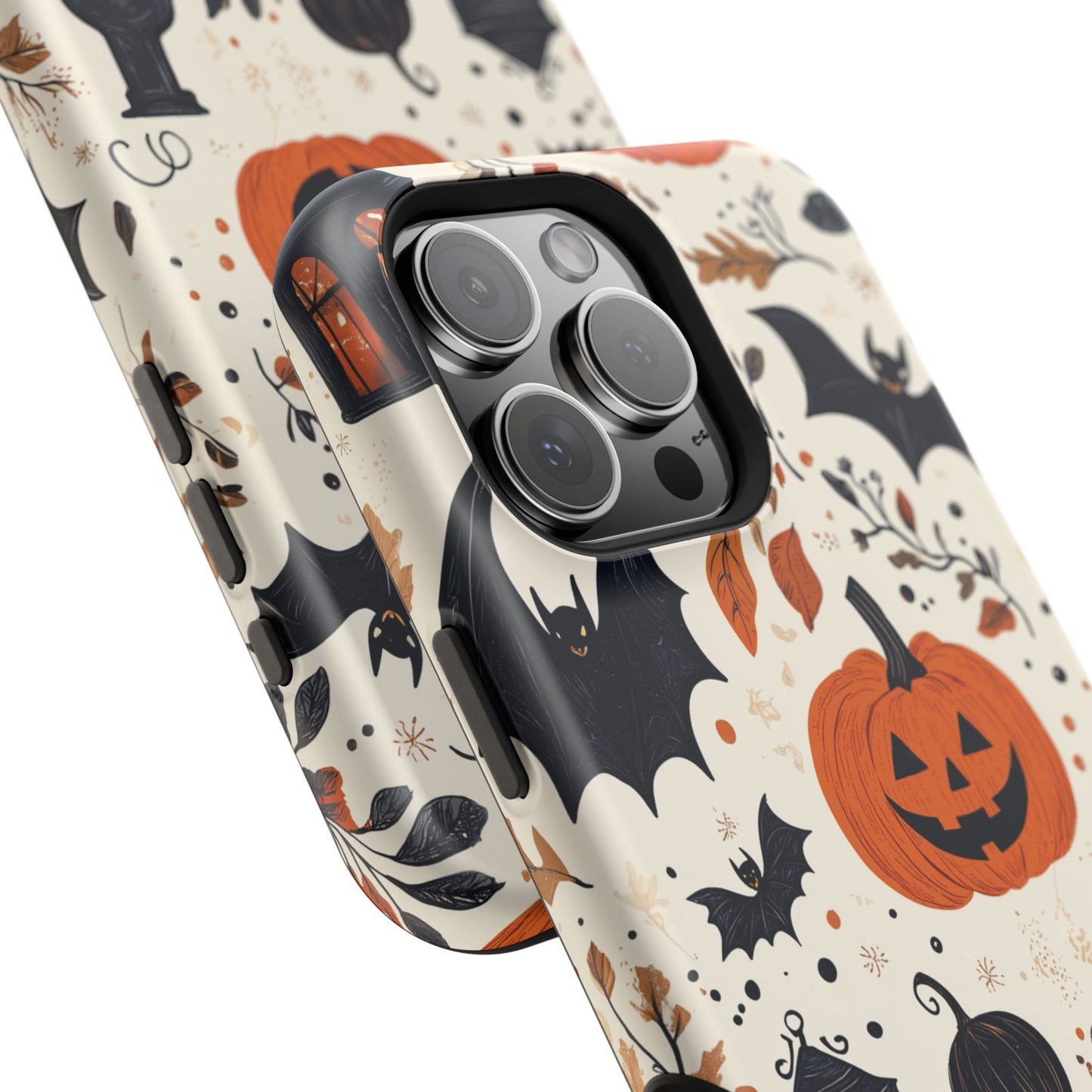 Charming Halloween MagSafe iPhone Case – Pumpkin, Bats, and Spooky Lantern Design