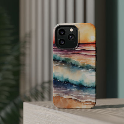 Sunset Waves MagSafe iPhone Case – Vibrant Watercolor Design