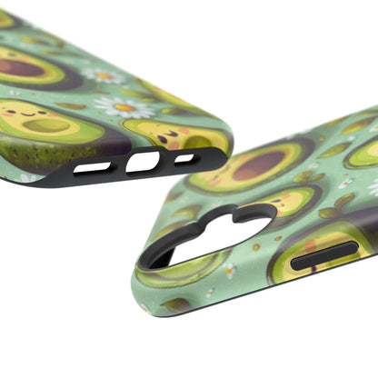 Cute Avocado MagSafe iPhone Case – Adorable Kawaii Avocados with Daisies, Shock-Resistant