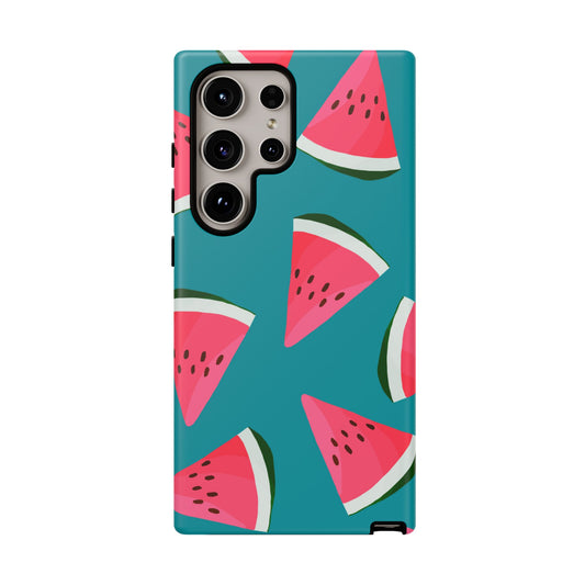 Watermelon Bliss Samsung Galaxy Case – Vibrant Summer Fruit Design on Teal Background