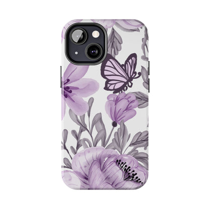 Lavender Bloom Butterfly iPhone Case – Delicate Floral Design with Watercolor Details