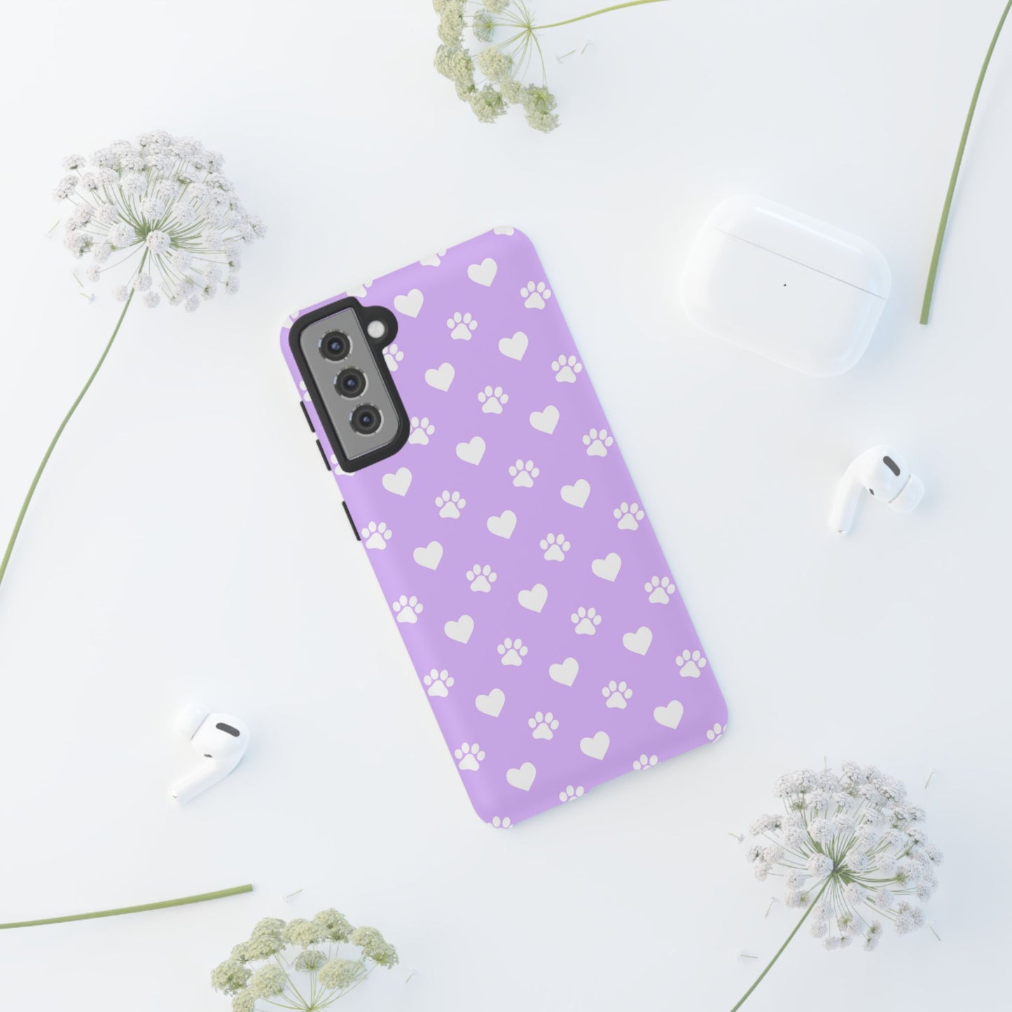 Lilac Paw Prints & Hearts – Samsung Galaxy Case