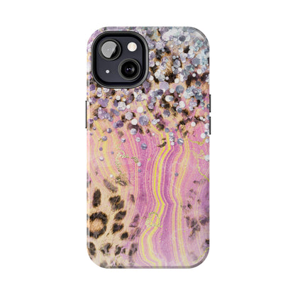 Crystal Glam Leopard - iPhone Series Case with Glitter and Gem Accents