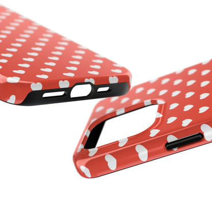 White Hearts on Red iPhone Case