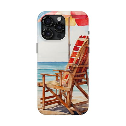 Beach Bliss iPhone Series Case – Relaxing Seaside Chair and Umbrella Design