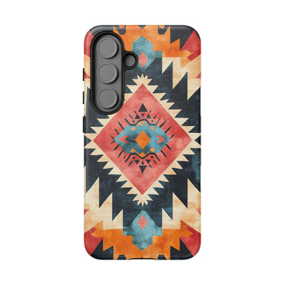 Bold Aztec Pattern Tough Samsung Galaxy Case – Vibrant Geometric Design, Dual-Layer Protection