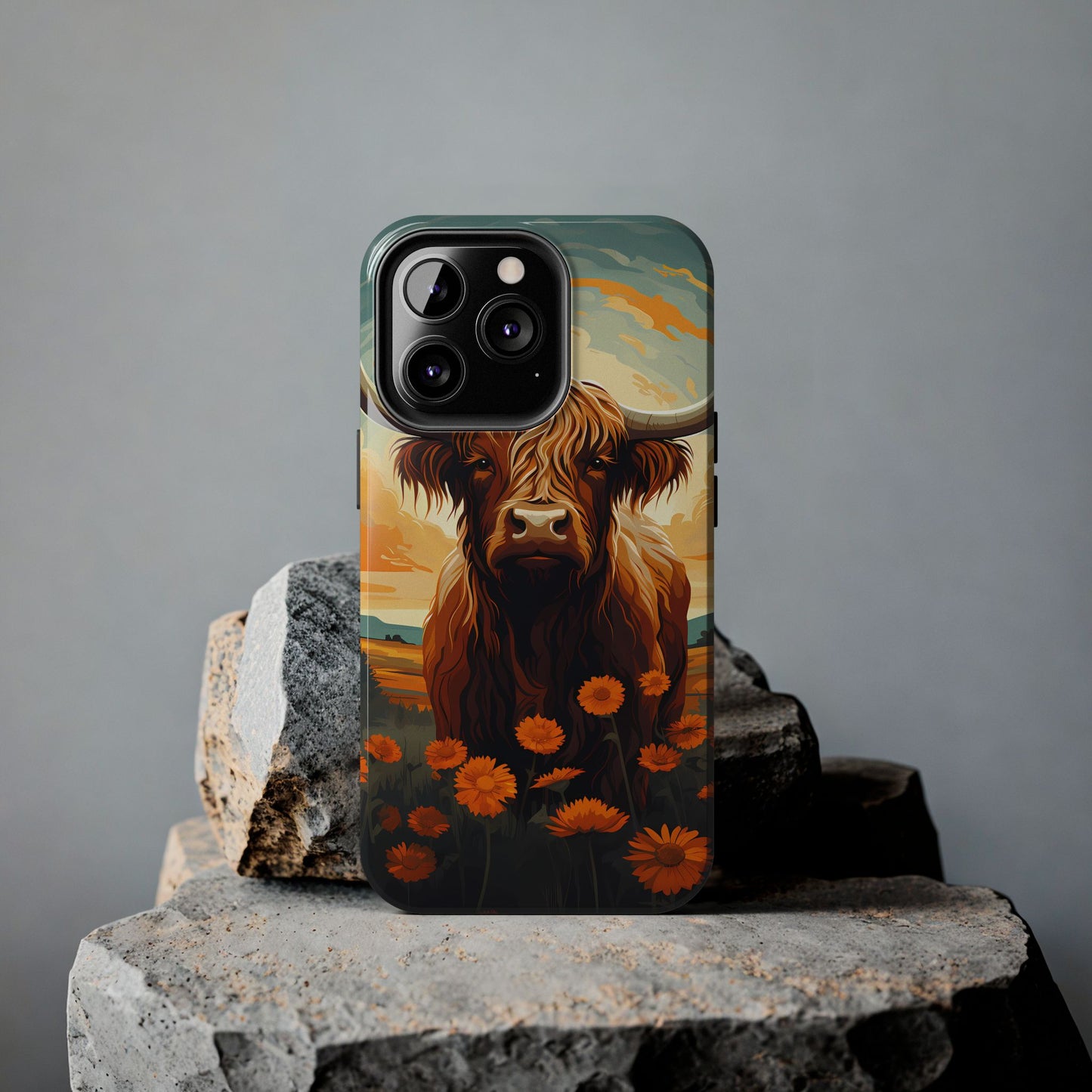 Highland Cow Case | Rustic Farmhouse Floral Design