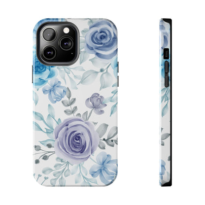 Elegant Blue & Violet Roses iPhone Case – Luxurious Floral Design for Chic Device Protection