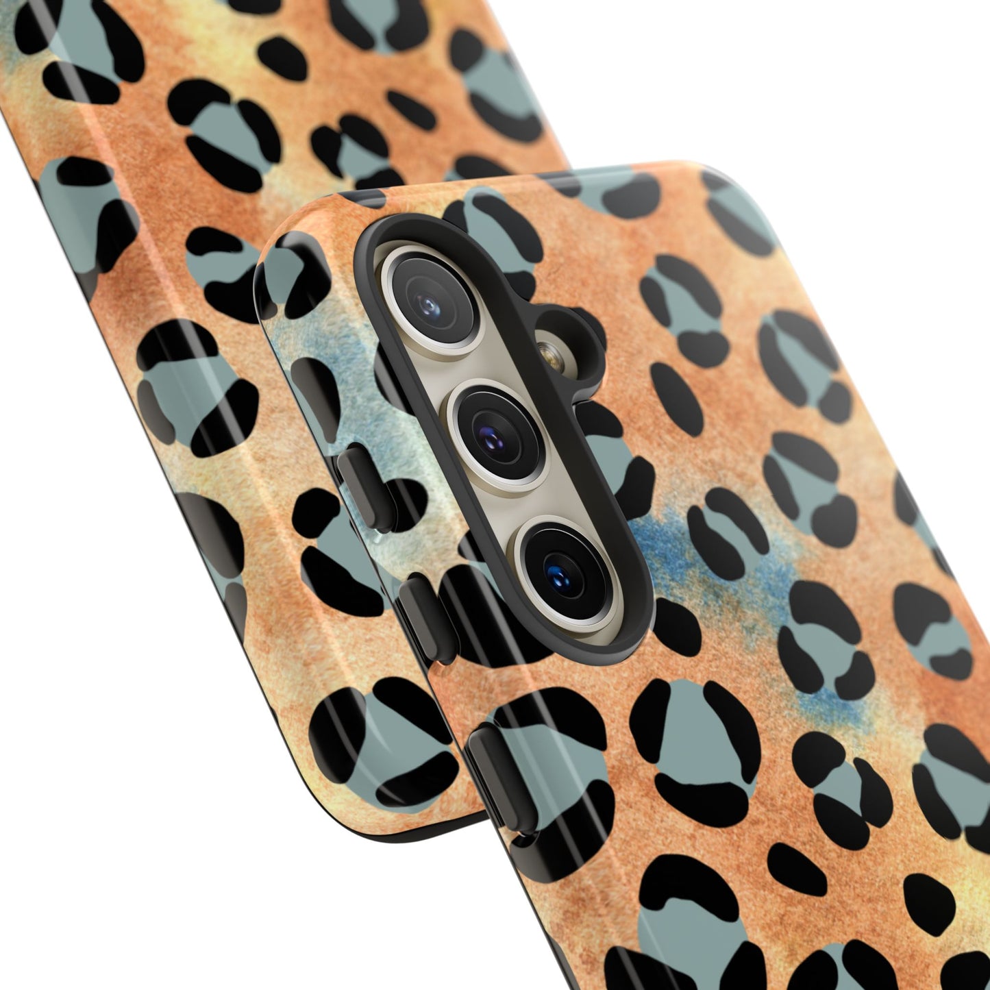 Sunset Watercolor Leopard Print Tough Samsung Galaxy Case – Artistic Animal Pattern with Dual-Layer Protection