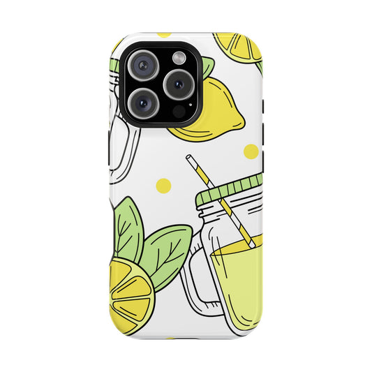 Lemonade Love Tough MagSafe iPhone Case – Fun Lemon Mason Jar Design, Dual-Layer Protection