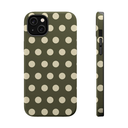 Vintage Green & Cream Polka Dots – MagSafe iPhone Case