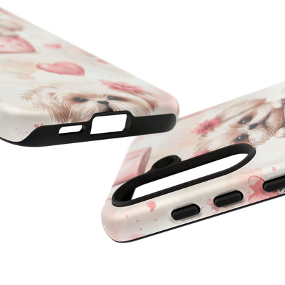 Floral Puppy in Teacup Samsung Galaxy  Case – Cute Pink Flower Design, Tough Dual-Layer Protection