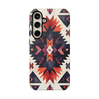 Boho Tribal Starburst Tough Samsung Galaxy  Case – Vibrant Geometric Design, Dual-Layer Protection