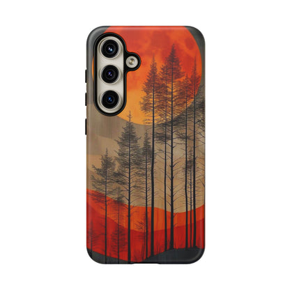 Moody Forest Moonrise Samsung Galaxy Case – Dark Landscape Design, Dual-Layer Protection