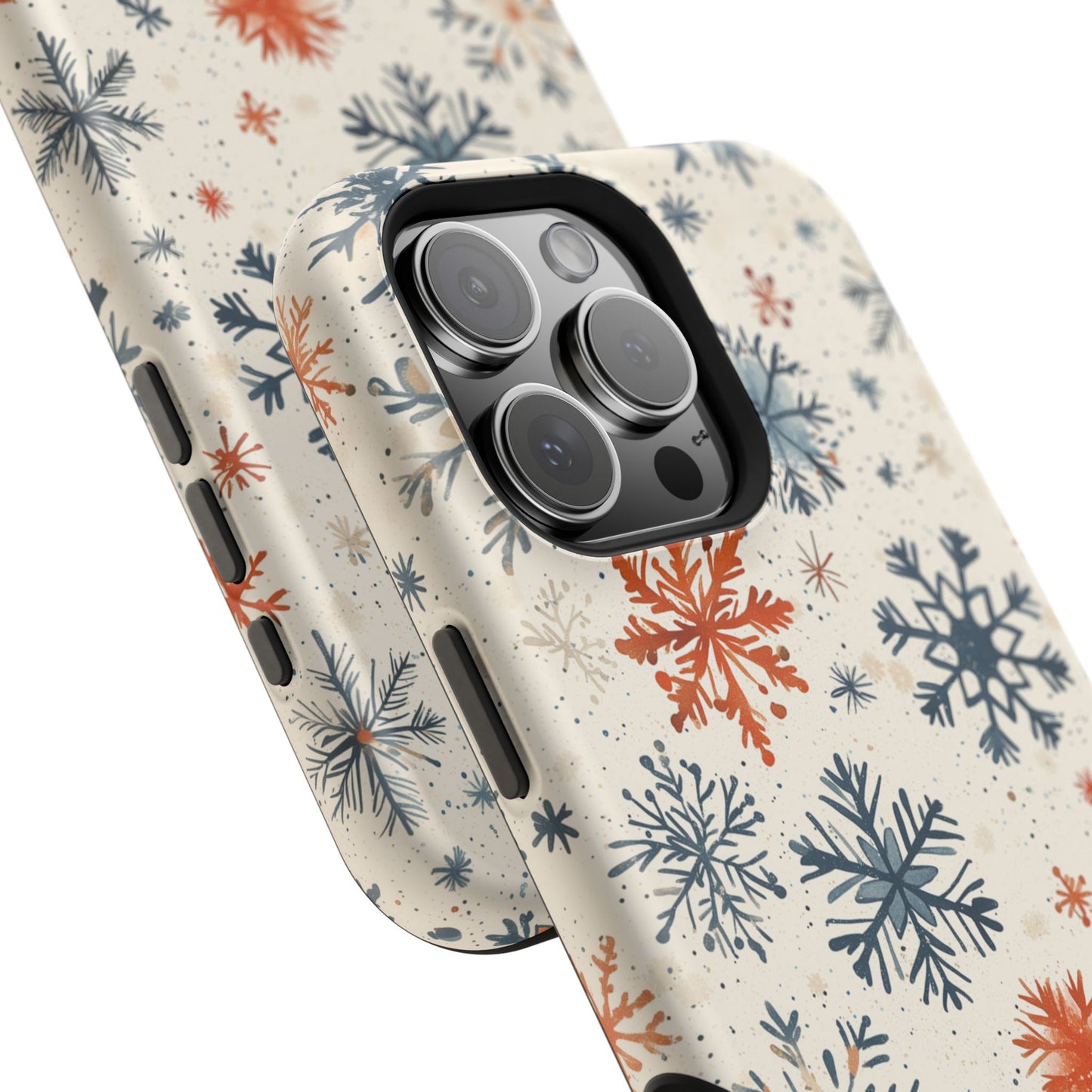 Rustic Orange and Blue Snowflake Pattern – MagSafe iPhone Series Case