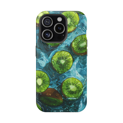 Tropical Kiwi Splash MagSafe iPhone Case – Tough Dual-Layer, Vibrant Summer Design