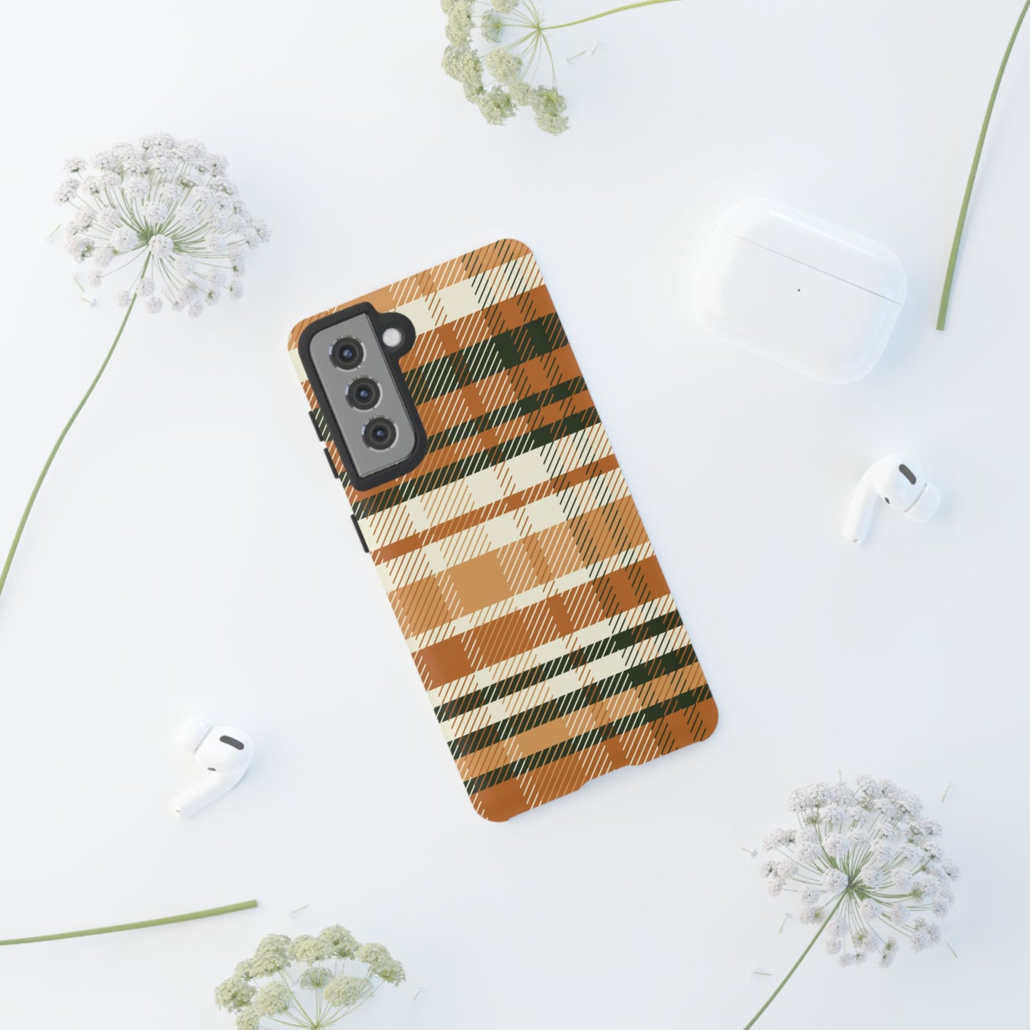 Samsung Galaxy Case - Pumpkin Spice Plaid Design