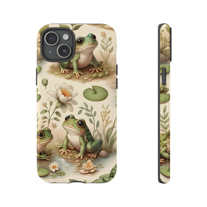 Cute Frogs Phone Case - Pond Pals Frolic - Charming Frog Lily Pad Phone Case for iPhone, Google & Samsung! Great Gift For Any Frog Lover!