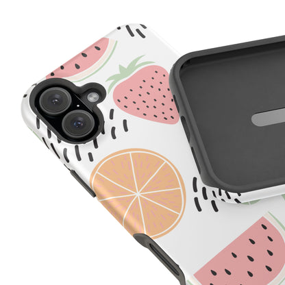 Tropical Fruit Fiesta Tough MagSafe iPhone Case – Fun Watermelon, Pineapple, and Citrus Design