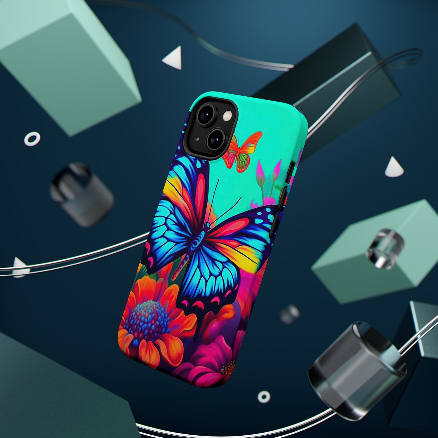 Vivid Butterfly & Floral Burst - MagSafe iPhone Case