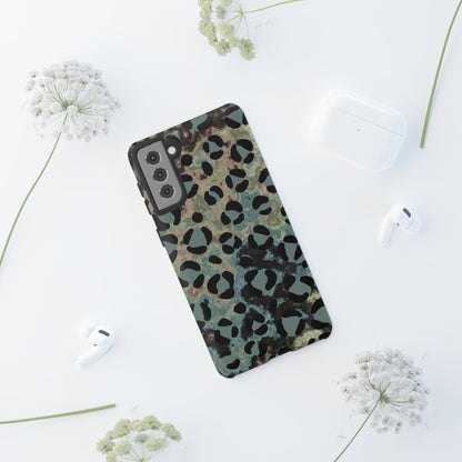 Moody Watercolor Leopard Print Tough Samsung Galaxy Case – Earthy Abstract Pattern with Dual-Layer Protection
