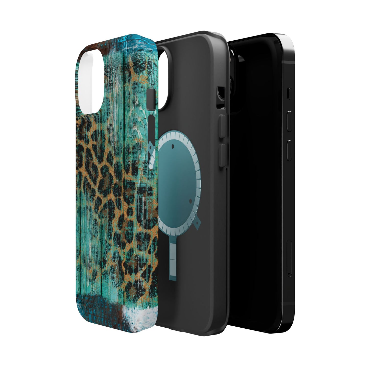 Turquoise Rustic Leopard Wood - MagSafe  iPhone Series Case