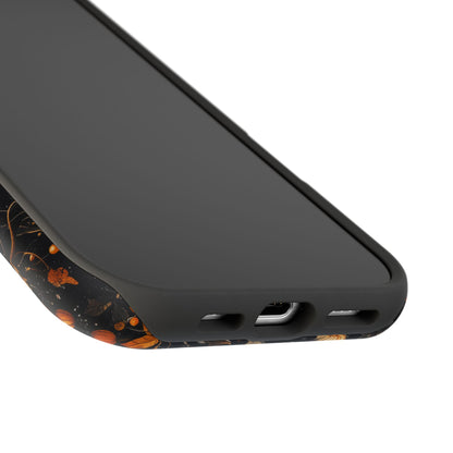 Elegant Halloween MagSafe iPhone Case – Pumpkin Jack-o'-Lanterns, Cobwebs & Autumn Foliage Design