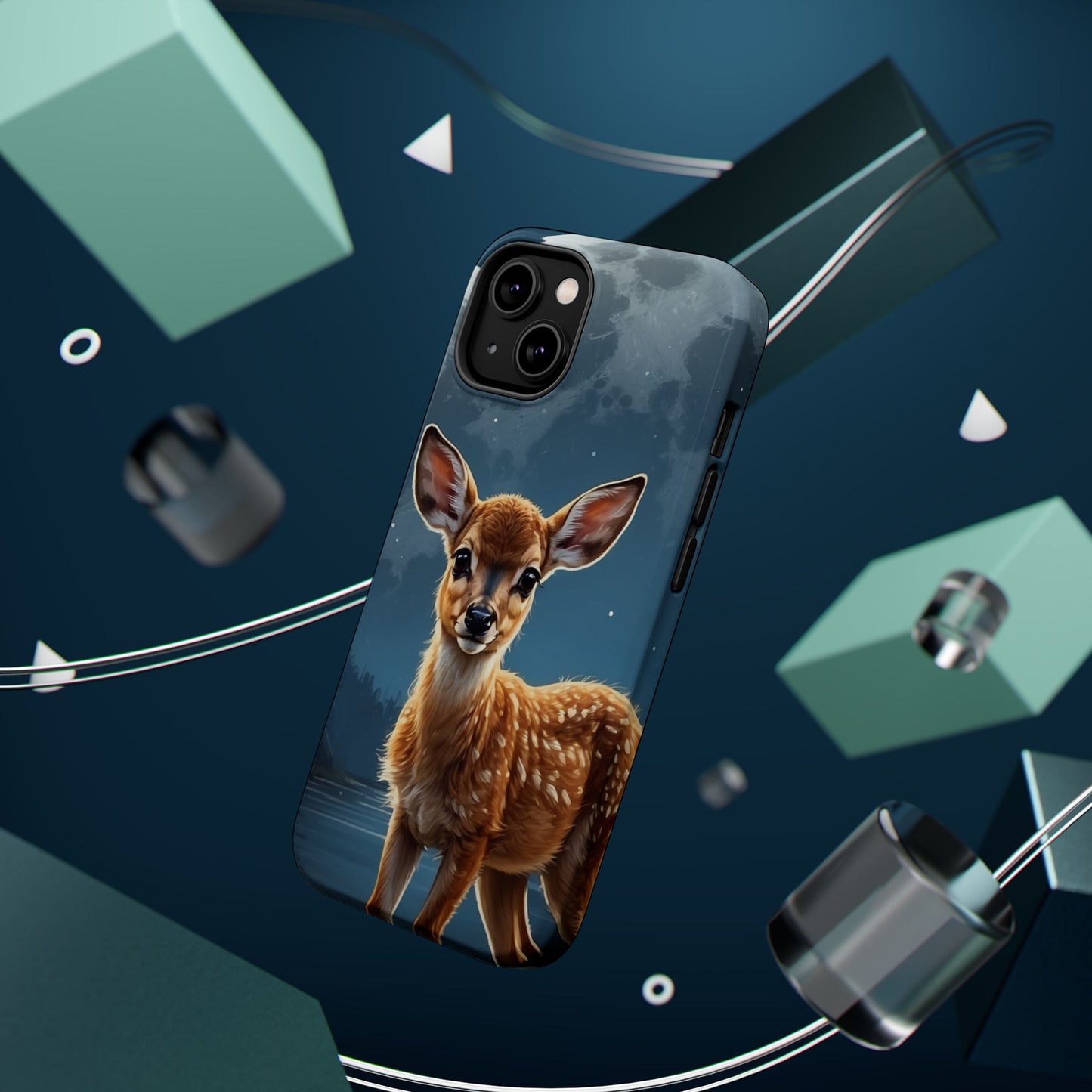 MagSafe-Compatible iPhone Case – Enchanted Fawn Under the Moonlit Sky