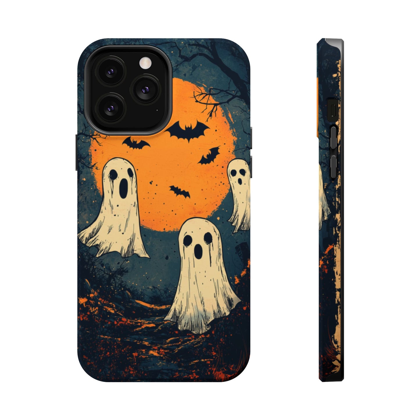 Haunted Ghosts & Full Moon MagSafe iPhone Case – Spooky Halloween Design