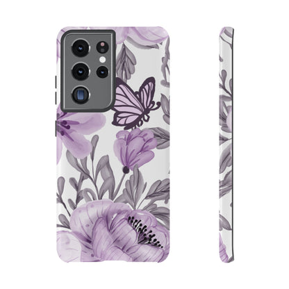 Lavender Bloom Butterfly Samsung Galaxy Case – Delicate Floral Design with Watercolor Details