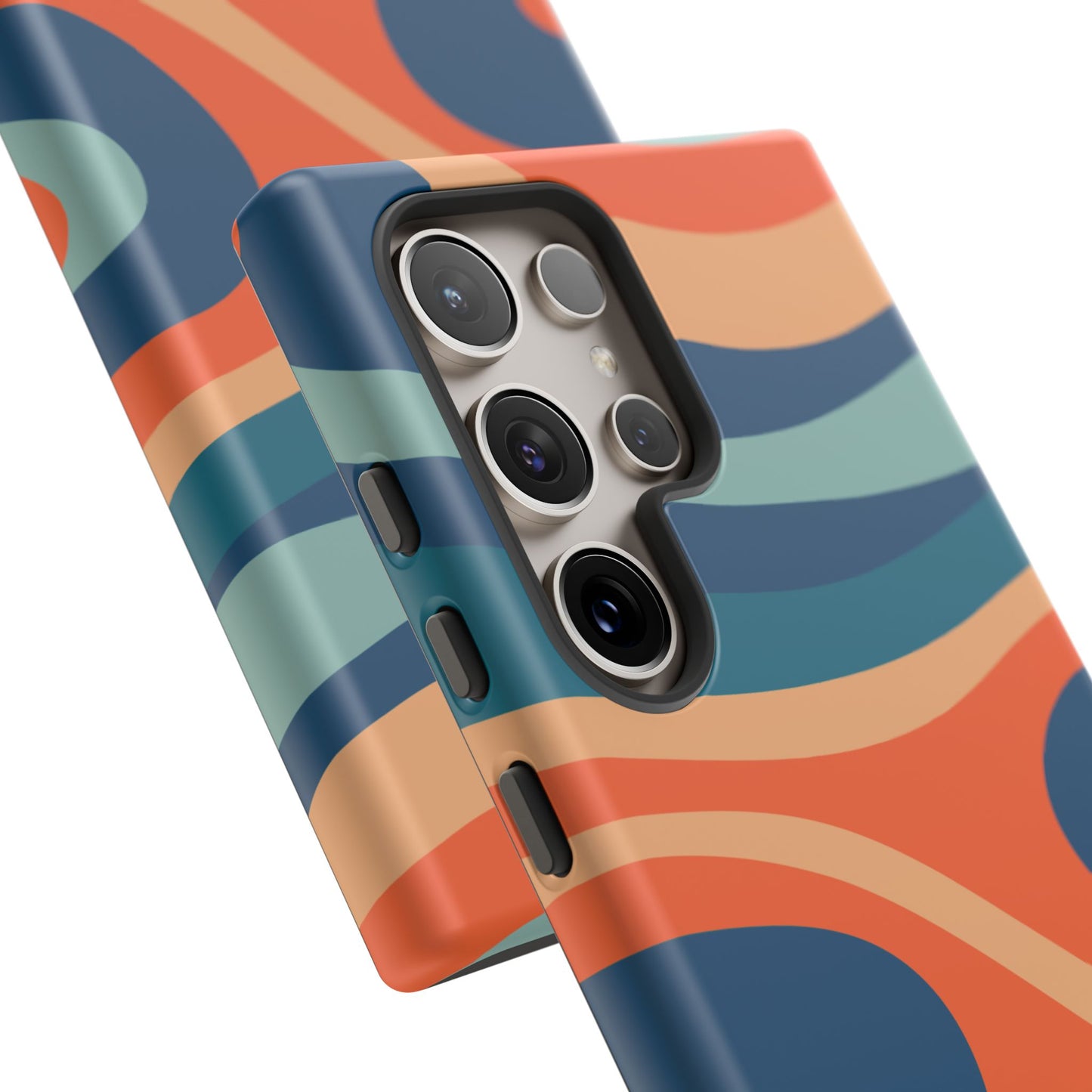 Retro Vibe Wavy Stripes Samsung Galaxy Case – 70s-Inspired in Teal, Orange, and Rust