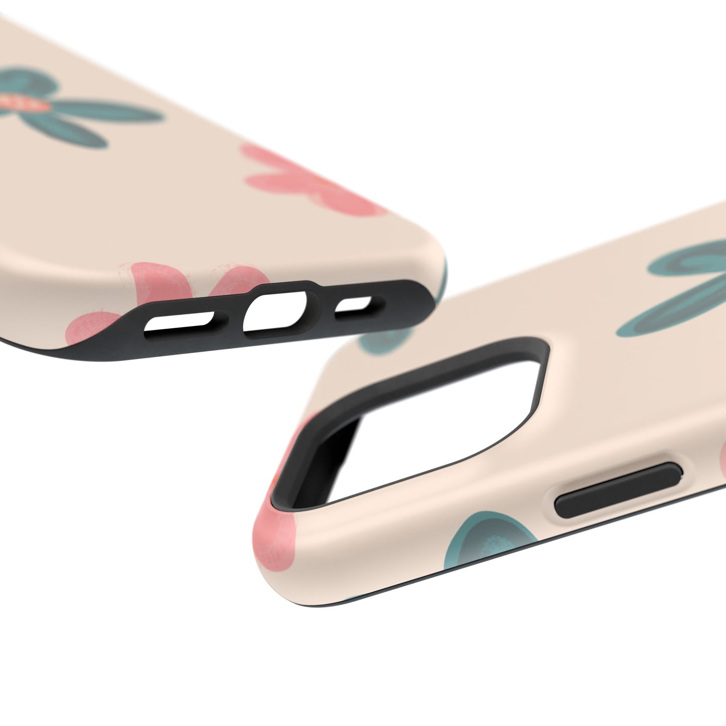 Vintage Floral Tough MagSafe iPhone Case – Soft Matte Finish with Dual-Layer Protection