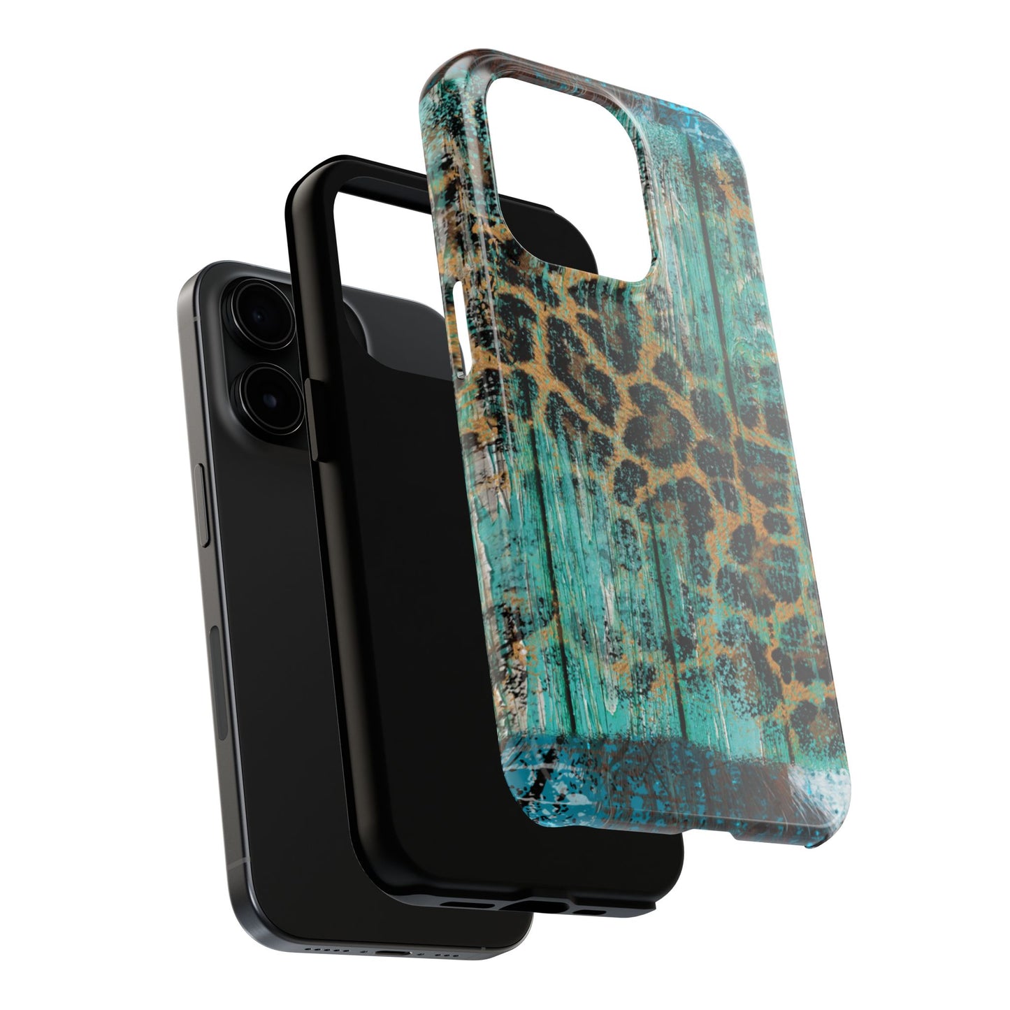 Turquoise Rustic Leopard Wood - iPhone Series Case