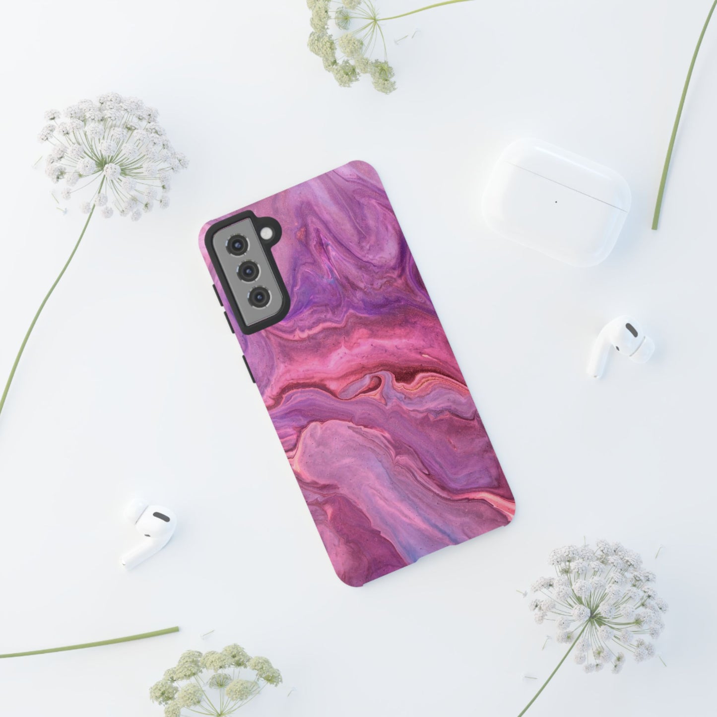 Lavender Dreamscape – Samsung Galaxy Case with Purple & Pink Marble Art