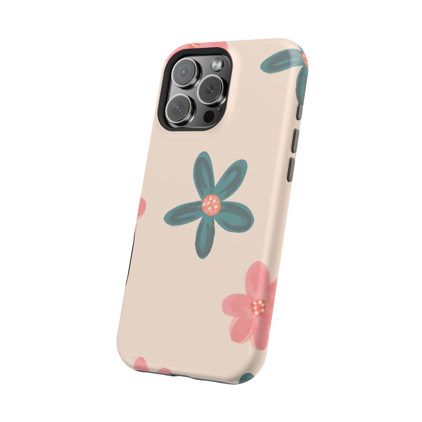 Vintage Floral Tough MagSafe iPhone Case – Soft Matte Finish with Dual-Layer Protection