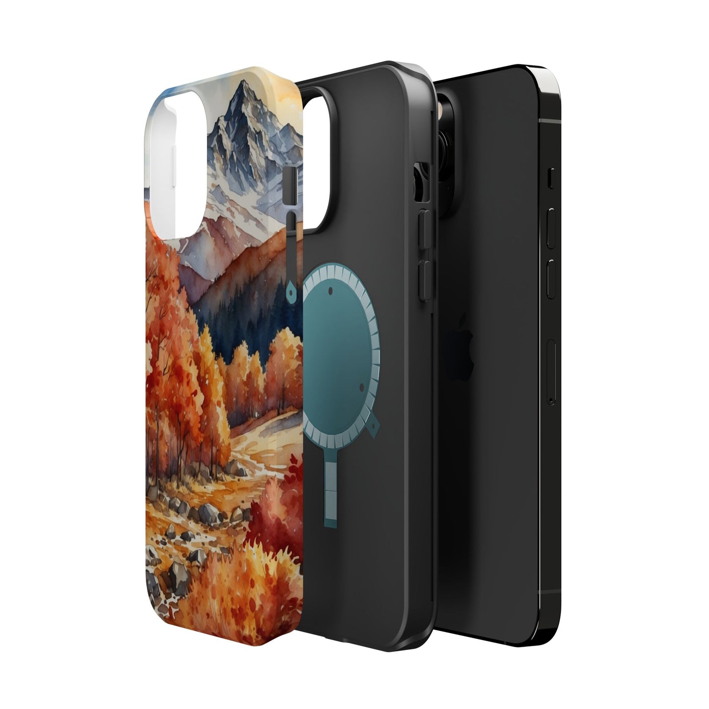 Watercolor Autumn Forest and Mountains - MagSafe iPhone Case