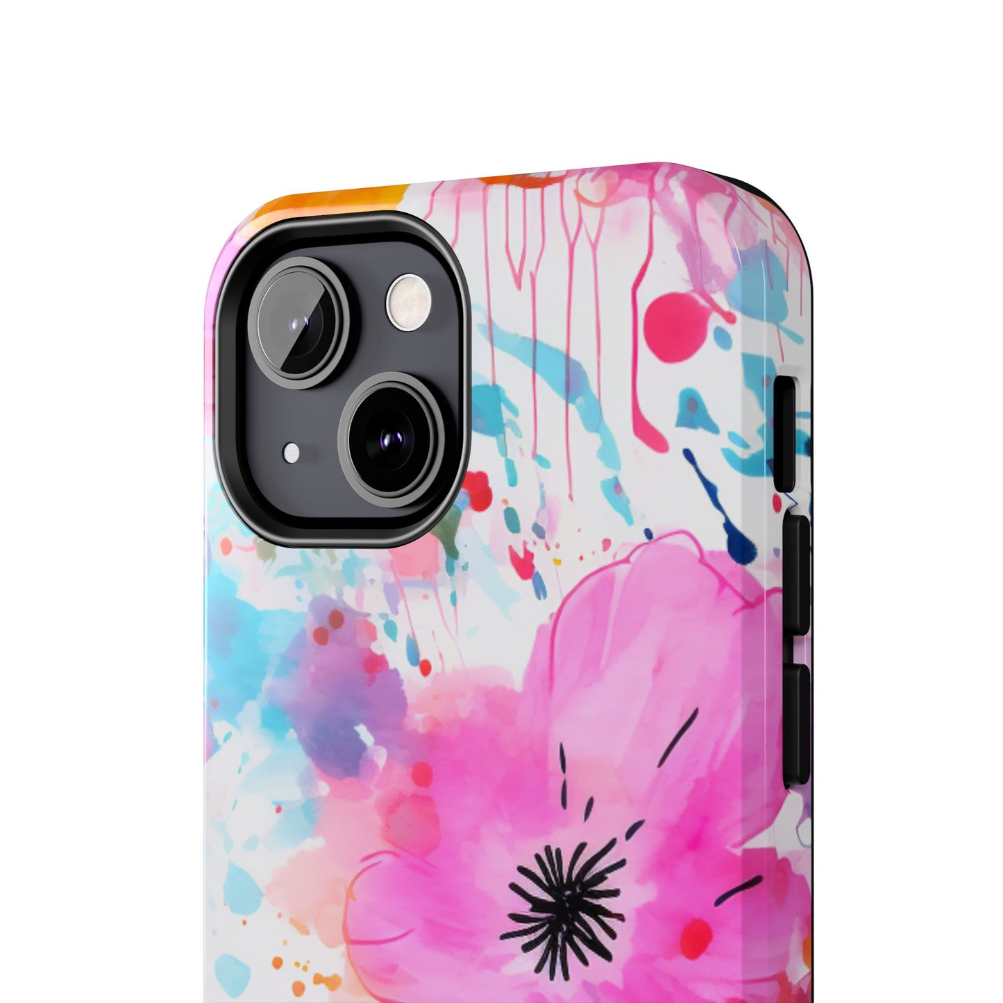 Color Splash Pink & Orange Watercolor Floral - iPhone Case