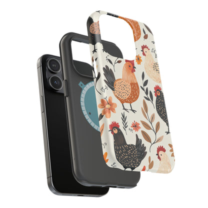 MagSafe iPhone Case: Cluckin' Vintage – Chickens & Leaves