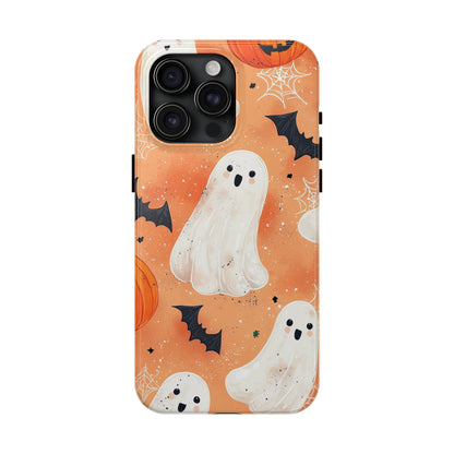 Spooky Cute Ghost iPhone Case – Halloween Ghosts, Pumpkins, Bats & Cobwebs Design