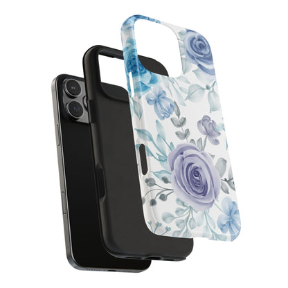 Elegant Blue & Violet Roses iPhone Case – Luxurious Floral Design for Chic Device Protection