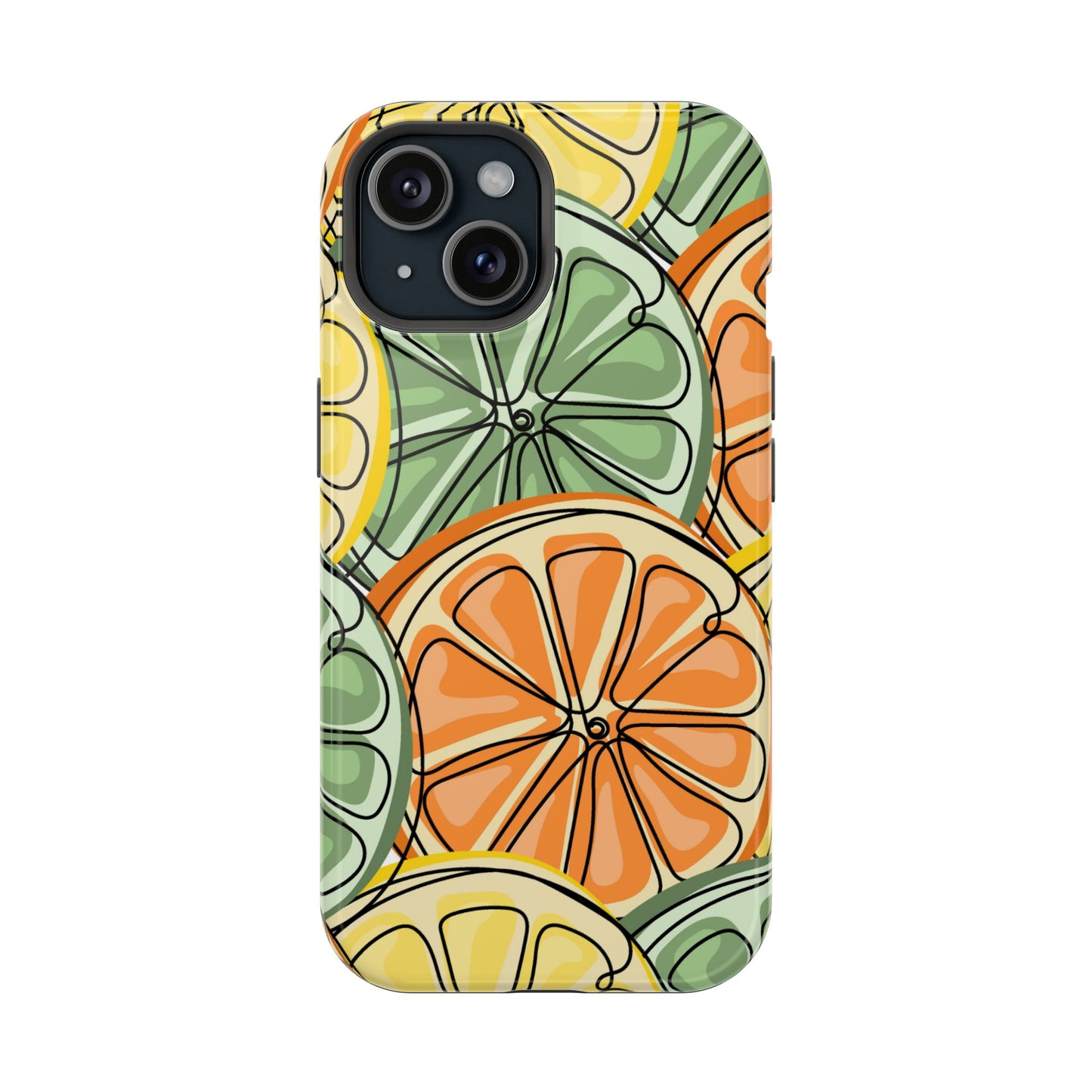 Citrus Zest Tough MagSafe iPhone Case – Bold Lime, Lemon, and Orange Design, Shockproof Protection