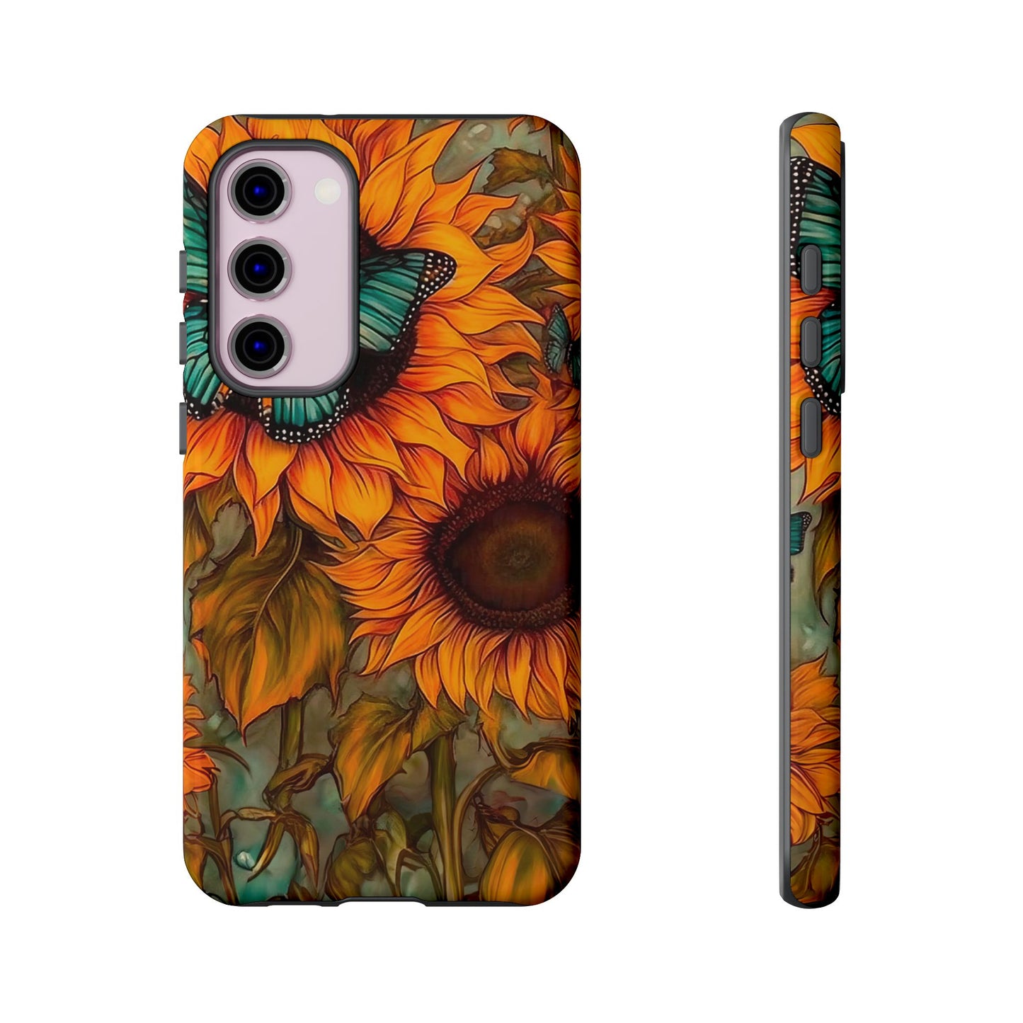 Vintage Blue Butterfly & Sunflower Art – Samsung Galaxy Case