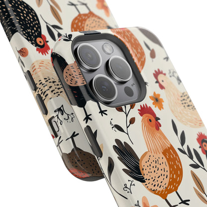 MagSafe iPhone Case: Cluckin' Vintage – Chickens & Leaves